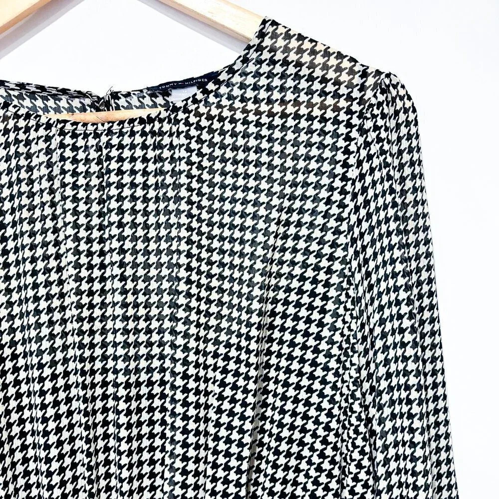 TOMMY HILFIGER Houndstooth Midi Dress NWT Long Sleeve Size 14 - Picture 7 of 10